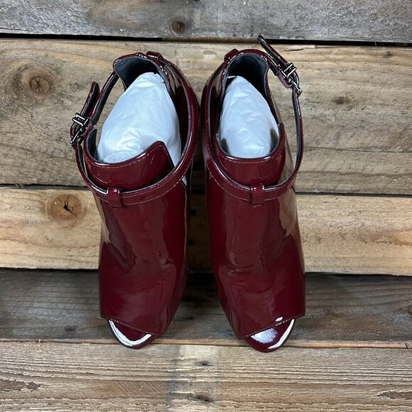 MICHAEL Michael Kors Lawson Open Toe Leather Bootie - Burgundy - 6.5 - NWOB - Picture 6 of 9